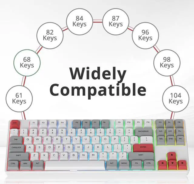 Alt view image 4 of 5 - iRoboosta PBT Dye Sub Keycaps, 134 Key XDA Profile Key caps, Custom Keyboard Keycap 75 Percent, Minimalist Key Cap Set for Cherry MX Swithes Mechanical Keyboard (Light Grey)