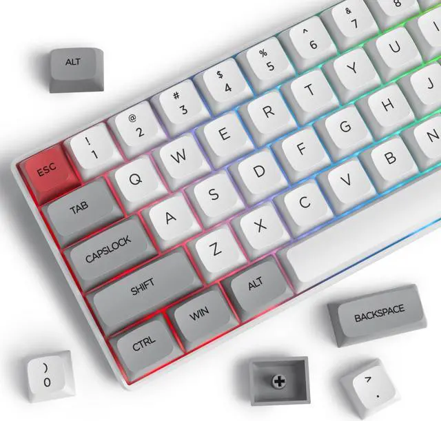 Alt view image 5 of 5 - iRoboosta PBT Dye Sub Keycaps, 134 Key XDA Profile Key caps, Custom Keyboard Keycap 75 Percent, Minimalist Key Cap Set for Cherry MX Swithes Mechanical Keyboard (Light Grey)