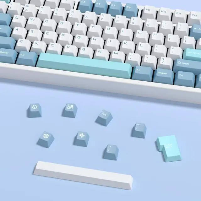 Alt view image 5 of 5 - KBDiy SHOKO PBT Double Shot Keycap Set,176 Keys Blue Cute Custom Key Caps Keycaps 60 Percent Cherry Profile Keycaps for 61/64/68/84/87/100/104/108 Mechanical Keyboard
