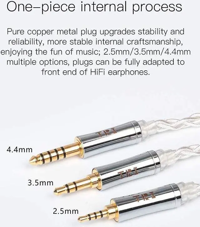 Alt view image 5 of 5 - Kinboofi TRI MMCX Earphone Cable 4 Core Silver Plated Single Crystal Copper Cable, Upgraded HIFI Earphone Cable for TIN Audio T2 T3 UE900s SE215 SE425 BGVP Earphones (2.5mm Plug, MMCX)