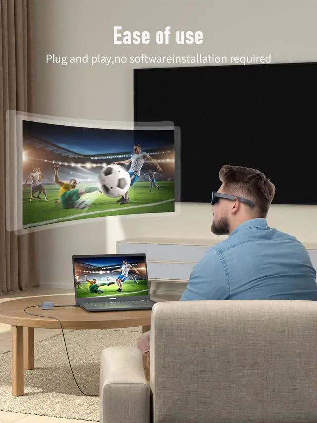 Alt view image 3 of 5 - Lemorele HDMI to USB Type C Adapter 4K@60HZ w/Cable Design, Plug and Play, for RayNeo, XREAL Air, Rokid Air, Thunderbird AR, GRAWOOA, Sonny, Switch, Steam Deck, Xbox, PS5, PS4, Google TV