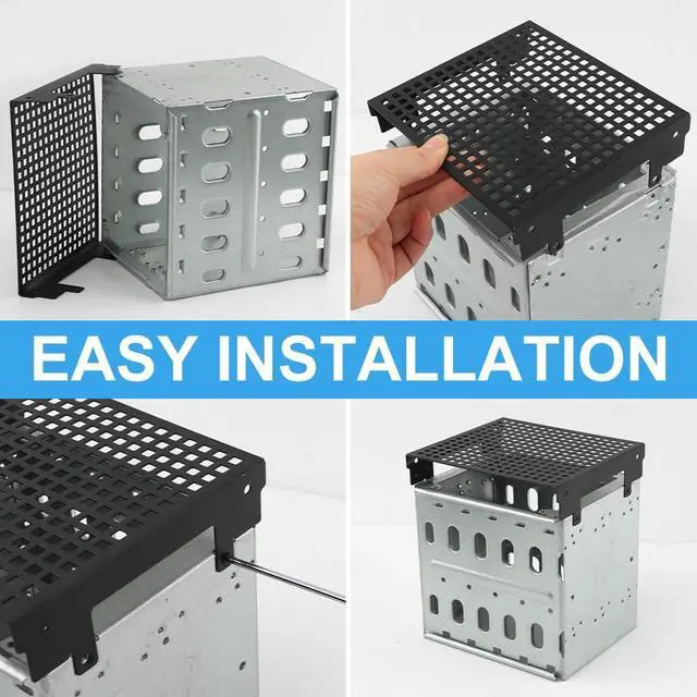Alt view image 3 of 5 - LVOERTUIG Hard Drive Cage, Stainless Steel Hard Drive Rack with Cooling Fan, 5.25" to 5X3.5 Rack for Computer, Hard Drive Cage Adapter Rack Bracket(Silver)