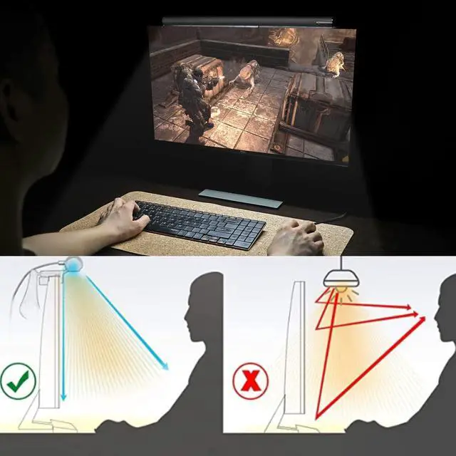 Alt view image 2 of 5 - LYMAX Monitor Light Bar: Flat/Curved Screen LED Lights - Eye Caring Desk Lamp with Auto-dimming for Home/Office/Study/Gaming