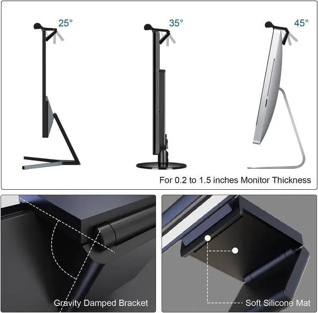 Alt view image 4 of 5 - LYMAX Monitor Light Bar: Flat/Curved Screen LED Lights - Eye Caring Desk Lamp with Auto-dimming for Home/Office/Study/Gaming