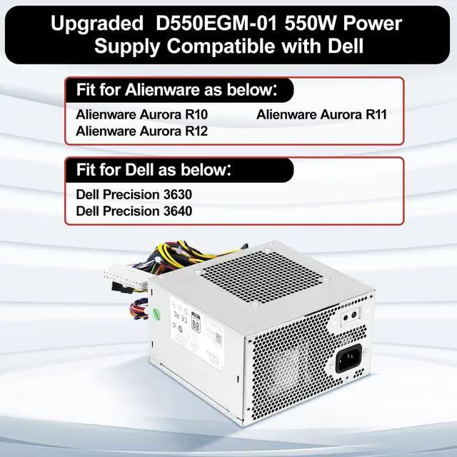 Alt view image 2 of 5 - LXun Upgraded D550EGM-01 550W Power Supply Compatible with Alienware Aurora R10 R11 Dell Precision 3630 3640 Power Supply Replacement for D550EGM-00 DPS-550AB-51A 1J5G2 YXK65