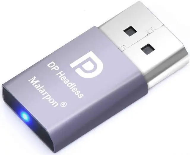 Alt view image 2 of 5 - Malarpon DispalyPort Headless Ghost Display Emulator with Blue Light for PC 4K DP Dummy Plug (fit Headless 1080@60Hz-3840x2160@17Hz) 4P