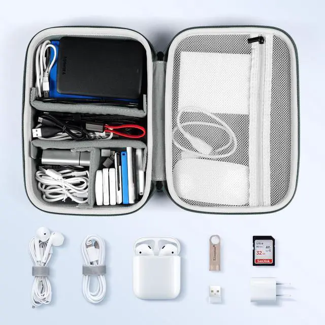 Alt view image 2 of 5 - miloocul EVA Electronic Accessories Storage Case Large Shockproof Waterproof Storage Bag for Electronics Organizer Portable Cable Storage Bag for Travel or Work (Black, Double Layer)