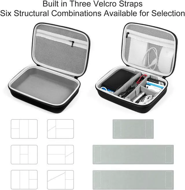 Alt view image 3 of 5 - miloocul EVA Electronic Accessories Storage Case Large Shockproof Waterproof Storage Bag for Electronics Organizer Portable Cable Storage Bag for Travel or Work (Black, Double Layer)