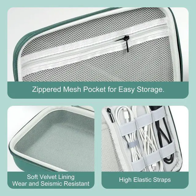 Alt view image 5 of 5 - miloocul EVA Electronic Accessories Storage Case Large Shockproof Waterproof Storage Bag for Electronics Organizer Portable Cable Storage Bag for Travel or Work (Black, Double Layer)