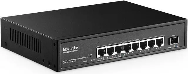 Main image of MokerLink 8 Port 2.5 Gigabit PoE Web Managed Switch with 10G SFP, 8 Port PoE IEEE802.3af/at, 120W, Managed Fanless Wall Mountable Network Switch
