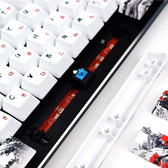 Alt view image 4 of 5 - MOLGRIA Keycaps 71 Set for Gaming Mechanical Keyboard, Custom PBT OEM Profile Key caps Japanese Font with Keycap Puller for Cherry MX 71/61 60 Percent Keyboard(Plum Blossom)