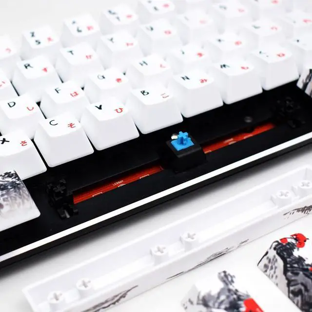 Alt view image 5 of 5 - MOLGRIA Keycaps 71 Set for Gaming Mechanical Keyboard, Custom PBT OEM Profile Key caps Japanese Font with Keycap Puller for Cherry MX 71/61 60 Percent Keyboard(Plum Blossom)
