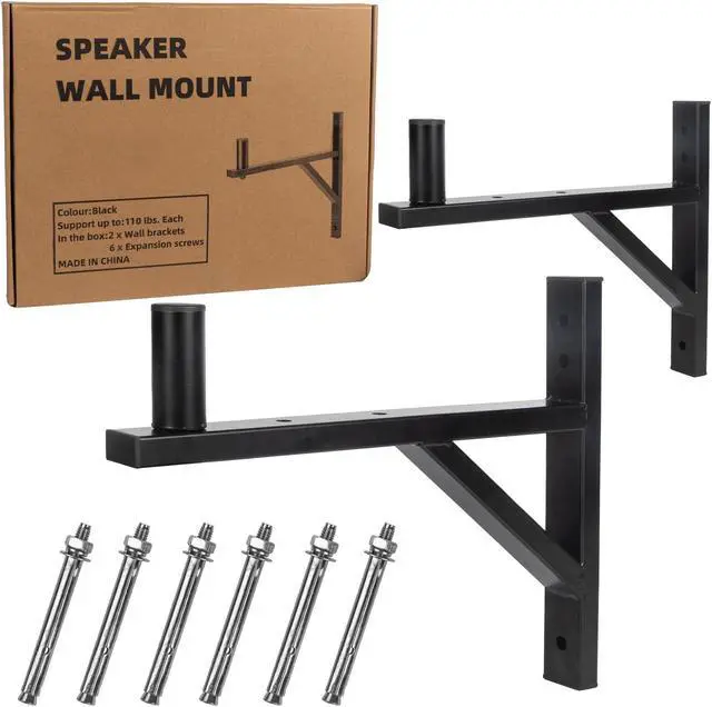 Alt view image 5 of 5 - Nbguigdstr Heavy Duty Dual PA Speaker Wall Mount Brackets Supports up to 110lbs,PA Speaker Wall Stands Pair,Speaker Holder/Pole/Bar/Sound System Wall Mounting,DJ Truss Speaker Mounts(Black)