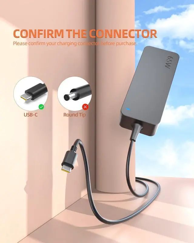 Alt view image 3 of 5 - 65W Charger Fit for Acer Chromebook 311 C722 C722T C723 C723T, 314 CB314 C922 C922T, 511 C736 C736T R756T R756TN, 512 R856TN, 514 CB514 CP514, 515 CB515, 712 CV872 CV872T Laptop Power Supply Adapter