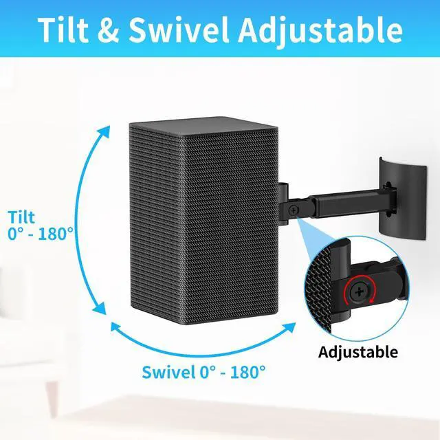 Alt view image 4 of 5 - Speaker Wall Mount Ceiling Speaker Mount for Samsung SWA-9200S SWA-9100S SWA-9000S SWA-8500S Rear Speakers,Tilt and Swivel Adjustable Speaker Mount for Samsung 8500S 9000S 9100S Speaker Bracket,2 Pack