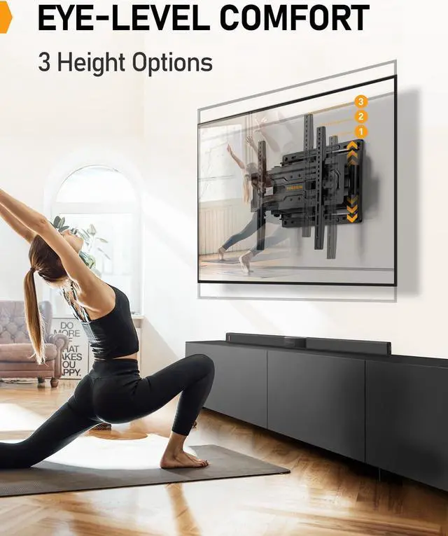 Alt view image 5 of 5 - Perlegear Full Motion TV Mount for 32-65 Inch TVs up to 99 lbs, Max VESA 400x400mm, Fits 16/12 Wood Studs, Height Adjustable Pre-Assembled TV Wall Mount, Tool-Free Tilt, Swivel & Extension, PGMF21