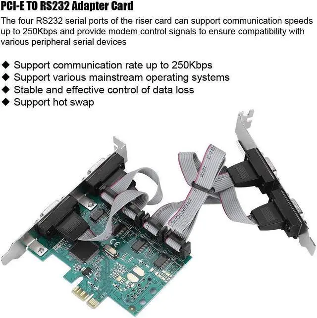 Alt view image 3 of 5 - PCI E 4 Port RS232 Serial Port Card PCI Express Adapter Card 4 Independent 9 pin Standard Serial Ports Expansion Card for POS and ATM Applications