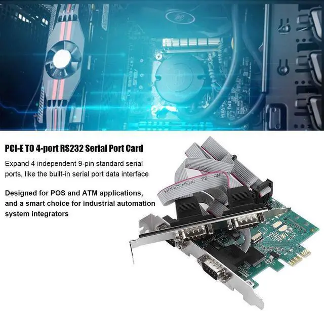 Alt view image 5 of 5 - PCI E 4 Port RS232 Serial Port Card PCI Express Adapter Card 4 Independent 9 pin Standard Serial Ports Expansion Card for POS and ATM Applications