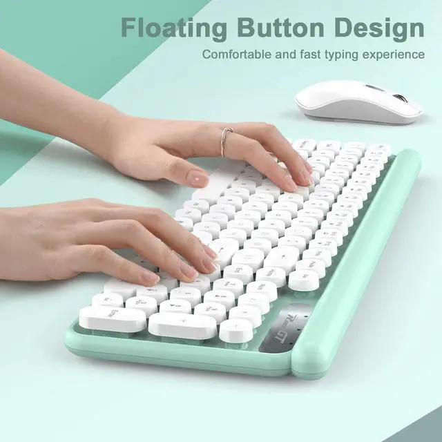 Alt view image 4 of 5 - RaceGT Wireless Typewriter Keyboard and Mouse - Wireless Keyboard with Silent Mouse, Cute Retro Keyboard Mouse Combo, 2.4G Cordless USB Computer Keyboard Mouse Set for Windows Laptop/Desktop/PC
