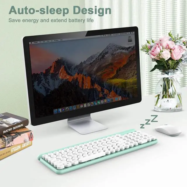 Alt view image 5 of 5 - RaceGT Wireless Typewriter Keyboard and Mouse - Wireless Keyboard with Silent Mouse, Cute Retro Keyboard Mouse Combo, 2.4G Cordless USB Computer Keyboard Mouse Set for Windows Laptop/Desktop/PC