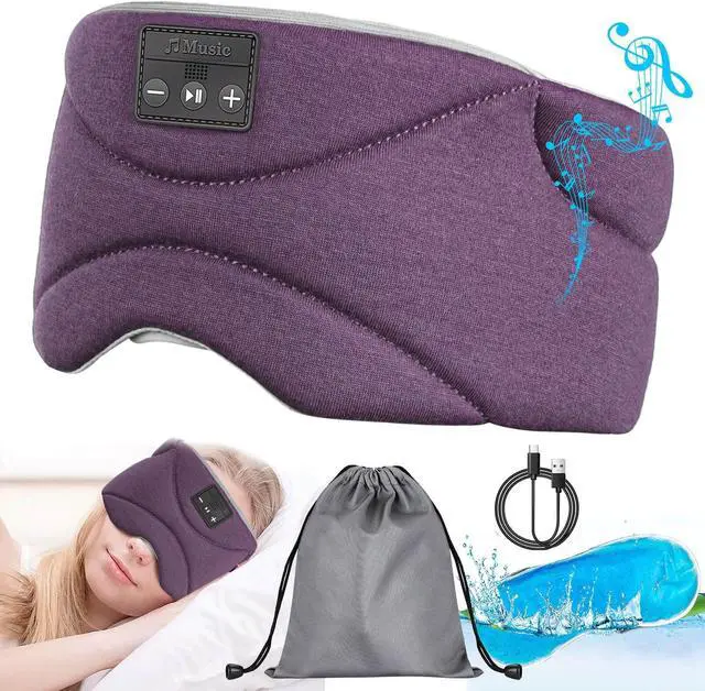 Main image of Sleep Mask with Bluetooth Headphones 24 White Noise, Ultra-Thin Speaker Cold Pack Blackout Bluetooth Eye Mask Sleep Headphones for Side Sleepers, Airplane, Travel, Cool Gadgets for Women Man (Purple)