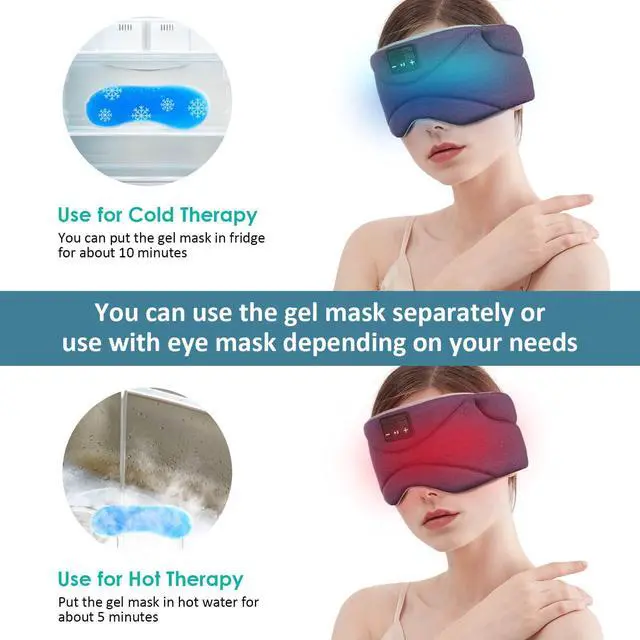 Alt view image 4 of 5 - Sleep Mask with Bluetooth Headphones 24 White Noise, Ultra-Thin Speaker Cold Pack Blackout Bluetooth Eye Mask Sleep Headphones for Side Sleepers, Airplane, Travel, Cool Gadgets for Women Man (Purple)