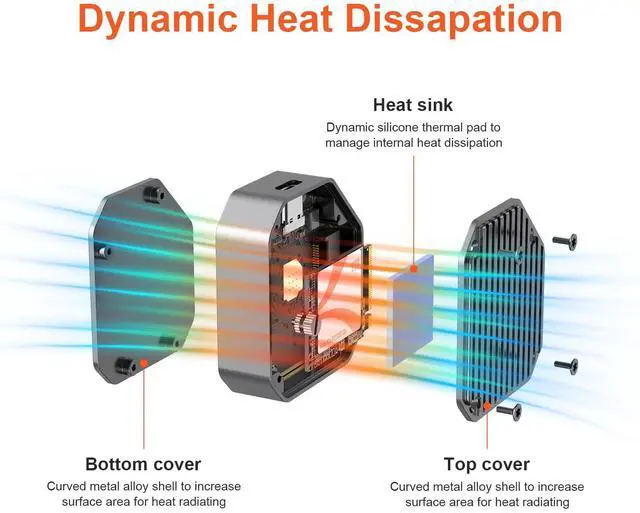 Alt view image 3 of 5 - Qwiizlab M.2 2230 SSD NVMe Enclosure, 10Gbps USB 3.2 Gen 2 Type-C, Fits M Key up to 2TB, Supports PCIe UASP, Rugged Aluminum Case (Orange), SSD Not Included