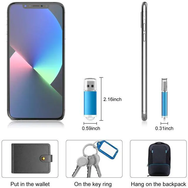 Alt view image 3 of 5 - RAOYI 10 Pack 4GB USB Flash Drive USB 2.0 Memory Stick Bulk Thumb Drive Pen Drive Jump Drive-Blue