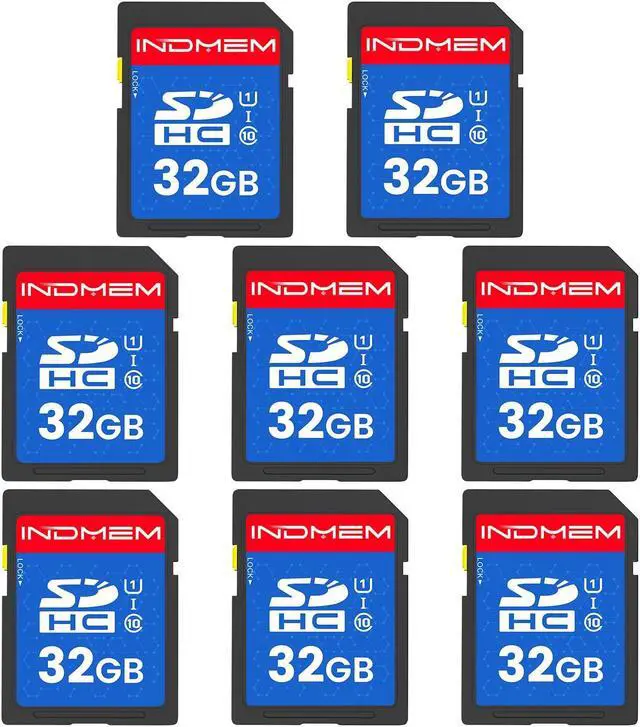 Main image of INDMEM SD Card 32GB, 8 Packs Class 10 32GB Flash Memory Card MLC Standard Secure Digital Cards Camera Card
