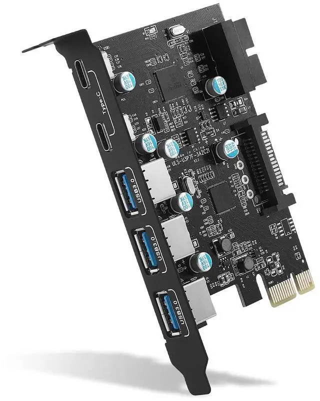 Main image of SINEFINE PCI-E x 1 to USB Expansion Card, 3.0 5Gpbs(3 A - 2 C Internal 19-Pin Header) PCI Express PCIE Motherboard 3.15 4.72 0.7 inch, SF3A2C, inch