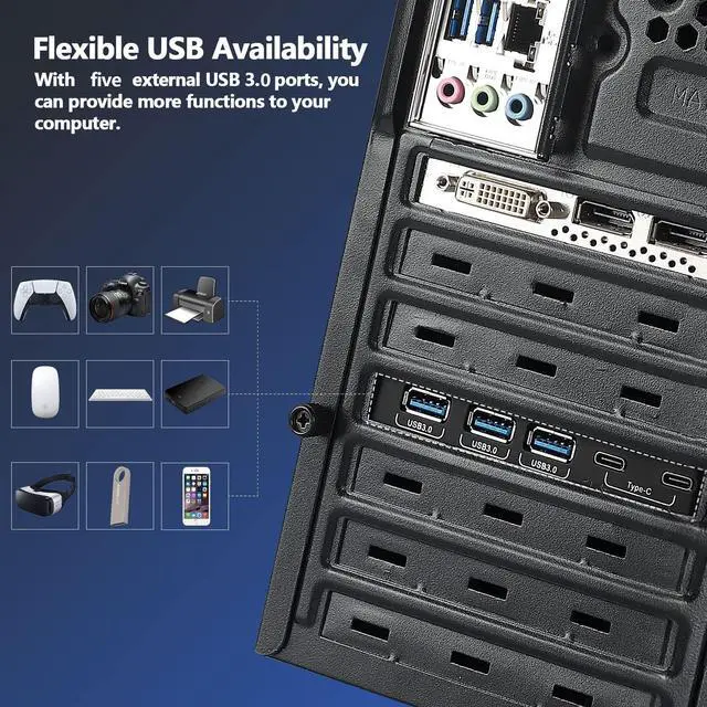 Alt view image 4 of 5 - SINEFINE PCI-E x 1 to USB Expansion Card, 3.0 5Gpbs(3 A - 2 C Internal 19-Pin Header) PCI Express PCIE Motherboard 3.15 4.72 0.7 inch, SF3A2C, inch