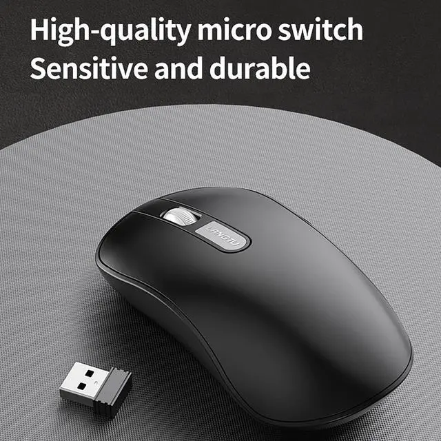 Alt view image 5 of 5 - Rechargeable Keyboard and Mouse Combo, 2.4Ghz Wireless Compact Retro Mute Computer Keyboard and Mice Set for Laptop Desktop PC (Black)