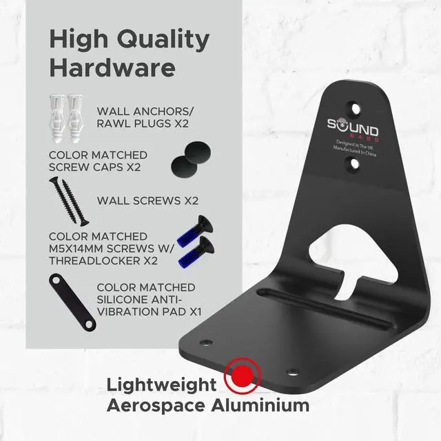 Alt view image 5 of 5 - ERA300 Wall Mount Bracket, Low Profile, Black, Twin Pack, Compatible with Sonos ERA 300 Speaker, Complete with All Fixing Hardware