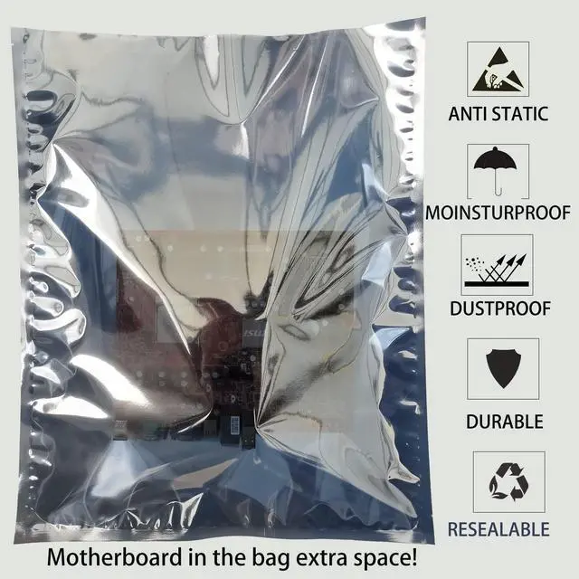 Alt view image 5 of 5 - Anti Static Bags,10pcs 16x20in Open Top Extra Large ESD Shielding Bags,Anti-static Bag for Large Motherboard,GPU,Graphics Card and Electronic Device