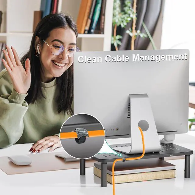 Alt view image 5 of 5 - WALI Monitor Risers for 2 Monitors, Computer Monitor Stand for 2 Monitors, Dual Monitor Riser, Laptop Riser for Desk, Adjustable Underneath Storage for Office, Home, School(STT003-2), 2 Pack,Black