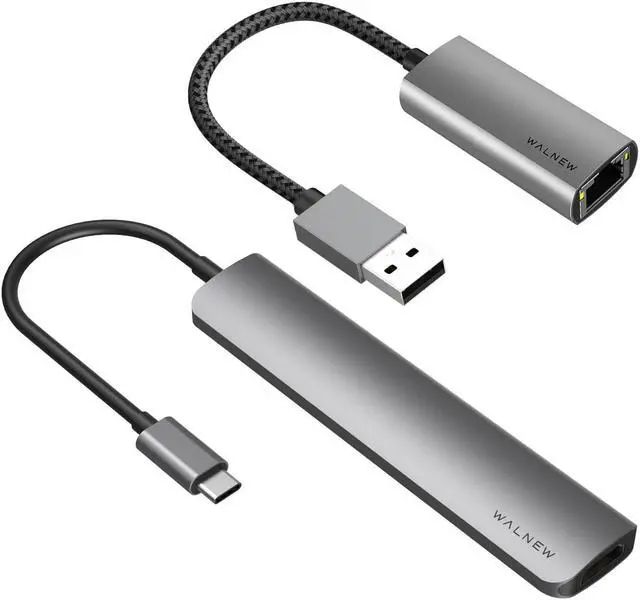 Main image of WALNEW 7 in 1 USB C Hub & USB 3.0 to Ethernet Adapter Bundle
