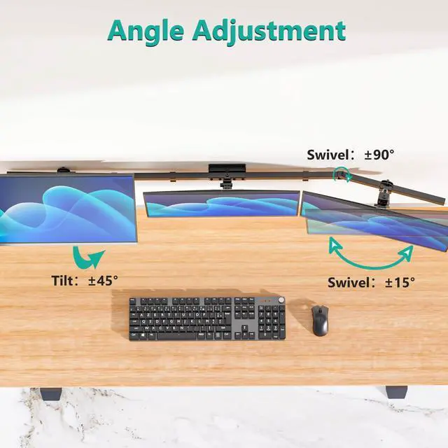 Alt view image 5 of 5 - WALI Triple Monitor Wall Mount for 17 to 32 Inch, Computer Monitor Arm for 3 Screens, Swivel Tilt Wall Mount with Mounting Holes 75x75/100x100mm, Per Arm Holds Up to 15.4lbs (013ARM), Black