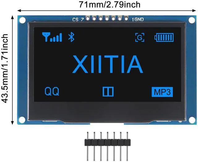 Alt view image 3 of 5 - XIITIA 2pcs 2.42 inch 128x64 OLED LCD Display Module SSD1309 7 Pin SPI/IIC I2C Serial Interface for Arduino UNO R3 (Blue Light)