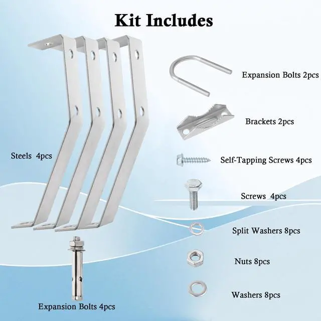 Alt view image 4 of 5 - XRDS-RF Antenna Wall Mount 14 Inch Heavy-Duty Stand Off Wall Mast Mount Windproof Antenna Mounting Bracket for TV Antenna Mast (2-Leg + 2-Leg)