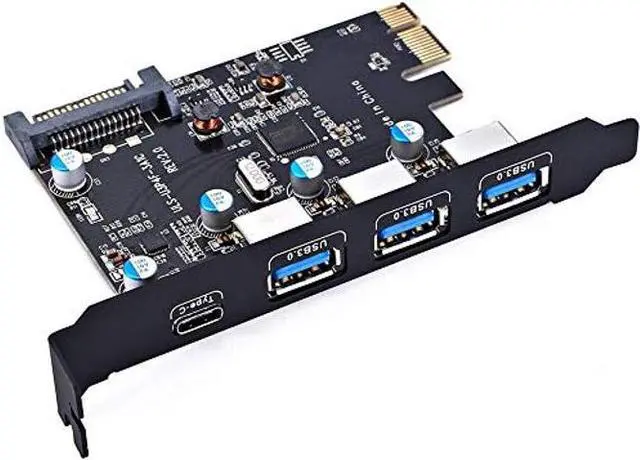 Alt view image 5 of 5 - PCI Express(PCIe) to USB 3.0 Type C +Type A Expansion Card,PCI-E to USB Add-on Cards with 4 Ports USB 15 Pin SATA Power Connector for Desktop PC