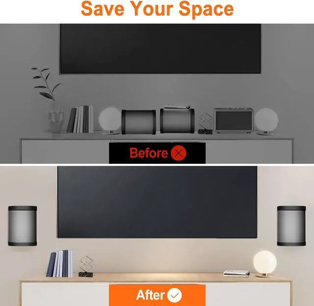 Alt view image 5 of 5 - notiela Speaker Wall Mount and Ceiling Mount for Sonos One, One SL, Play 1 - Swivel & Tilt Adjustable Mounting Brackets for Sonos One, One SL, Play:1 Speaker Mounts, 2 Pack, Black
