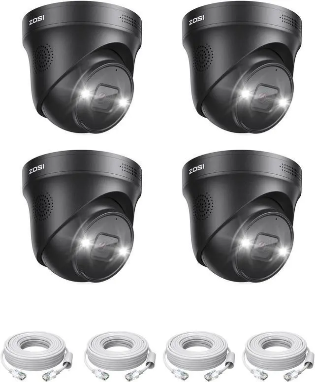 Main image of ZOSI 4PK 4K PoE Add On Cameras with Ethernet Cables,8MP Dome Security IP Camera Outdoor Indoor,Person Vehicle Detection,Night Vision,Sound & Light Alarm,2-Way Audio,Only Work ZOSI 4K PoE NVR