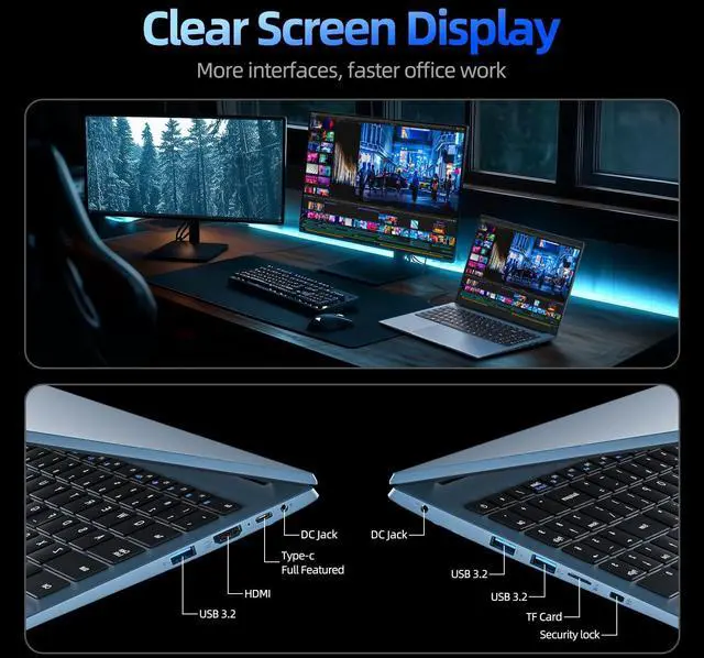 Alt view image 4 of 5 - SGIN Laptop Computer 15.6 Inch, Laptops with 4GB RAM 128GB SSD, Celeron N4000 Processor Notebook, BT4.2.0, Mini HDMI, 7000mah, WiFi, UHD Graphics 600, Type-C, 2.4/5G WiFi