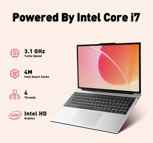 Alt view image 2 of 5 - 2025 Latest 15.6" Laptop Compatible with Windows 11, i7-6500U Processor, 16GB RAM, 512GB SSD, 1080p FHD Display, Backlit Keyboard, WiFi5, Bluetooth5, Fingerprint, Webcam, Mini-HDMI, TF Card Slot, Grey