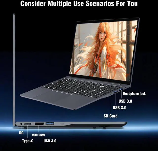 Alt view image 5 of 5 - 15.6 inch Laptop, Laptops with Core 8100Y (up to 3.40GHz), Gaming Laptop 16GB RAM 512GB ROM, FHD 1920 x 1080, Win 11 Pro Traditional Laptops Computers with WIFI BT 5.0 Netbook For Student Busines