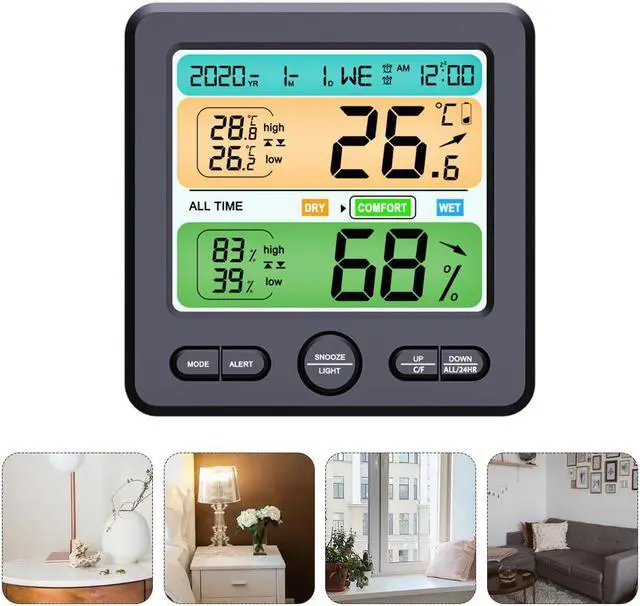Main image of 1pc Practical Durable Convenient Multipurpose Home Hygrothermograph Thermometer Clock Hygrometer Clock
