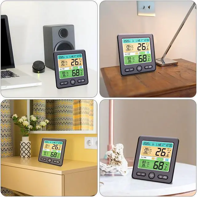 Alt view image 2 of 7 - 1pc Practical Durable Convenient Multipurpose Home Hygrothermograph Thermometer Clock Hygrometer Clock