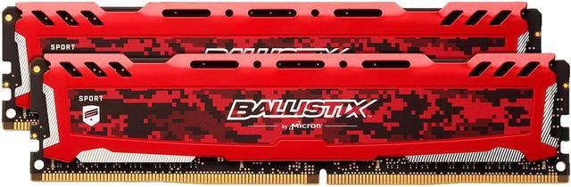Ballistix Sport LT 16GB Kit (8GBx2) DDR4 2666 MT/s (PC4-21300) DR x8 DIMM  288-Pin - BLS2K8G4D26BFSE (Red)