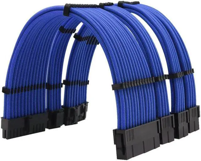Main image of SAMA 5Pcs Extension Cable Male To Female 24PIN Motherboard 4+4Pinx2 CPU EPS 6+2Pinx2 GPU PCI-E Cable 300mm Extension Kit blue