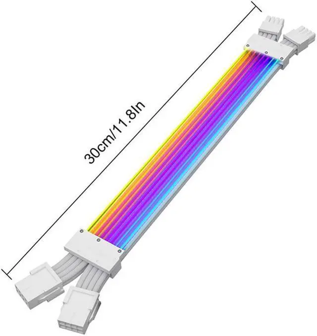 Alt view image 3 of 6 - SAMA 2x8 Pin ARGB Extension Cable Lighting PCB Board 5V 3pin Connoctors 30cm Sync for PC CPU/PCIE Cable Extension Kit White